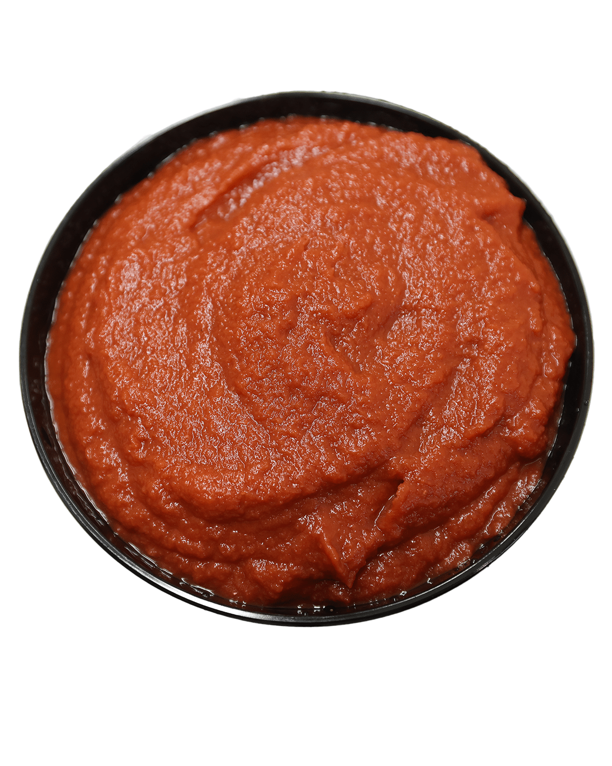 A bowl of red sauce made from Pear Tomatoes.