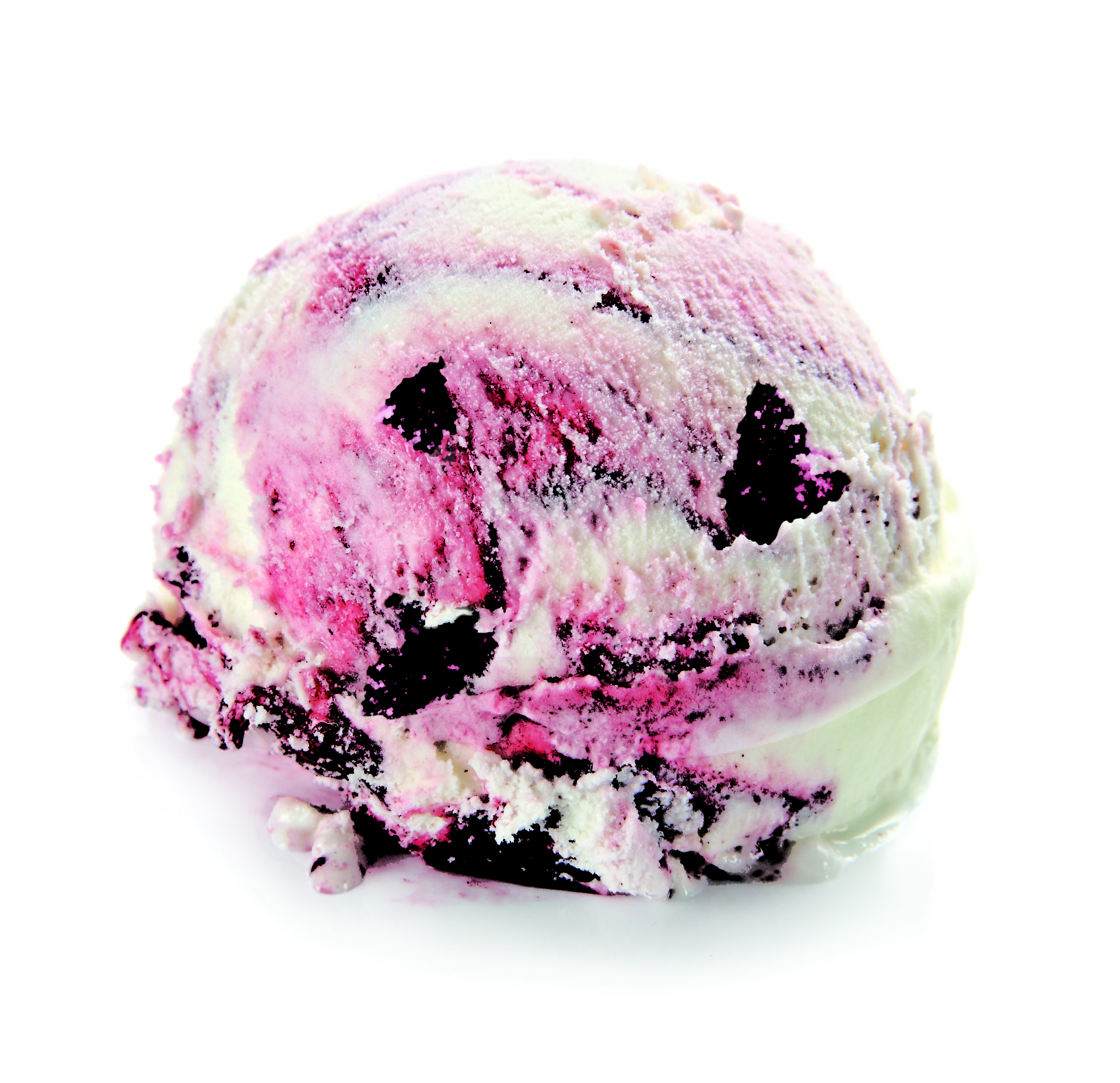 A scoop of ice cream on a white background in an industrial catalog.