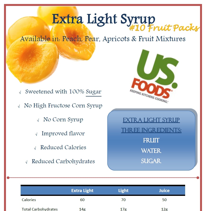 Extra light syrup for apricots in Broker's Section.