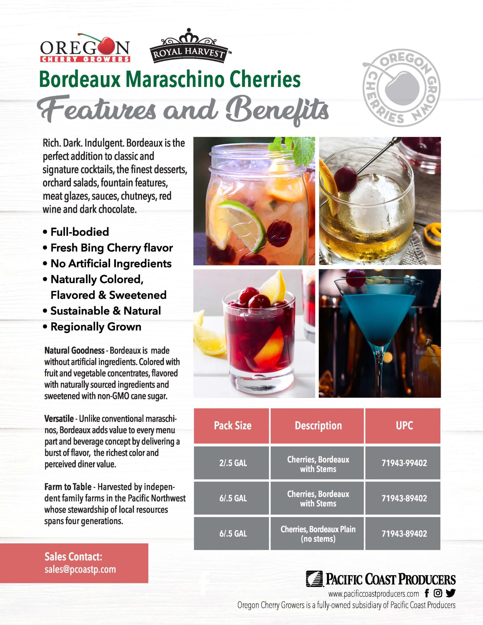 Sales flyer for a maraschino cherry cocktail.