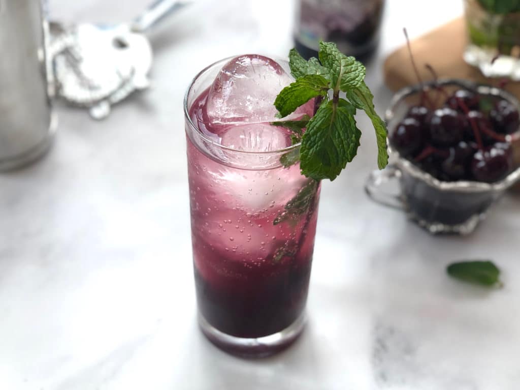 sparkling herbal cherry ginger refresher recipe shot