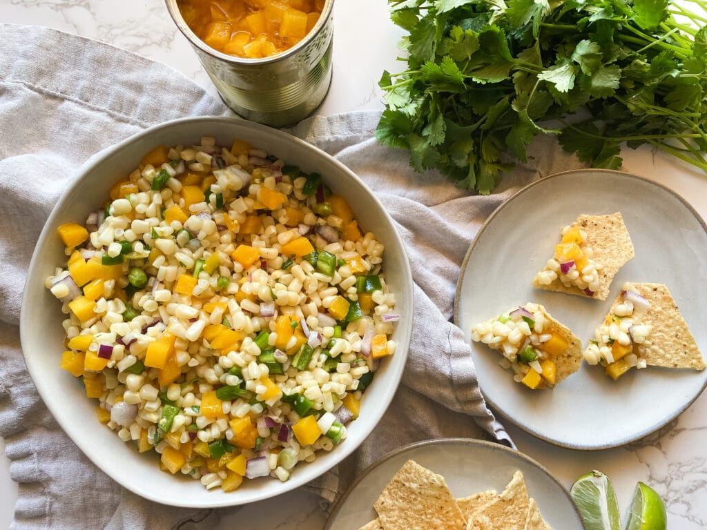 white corn and peach salsa recipe image