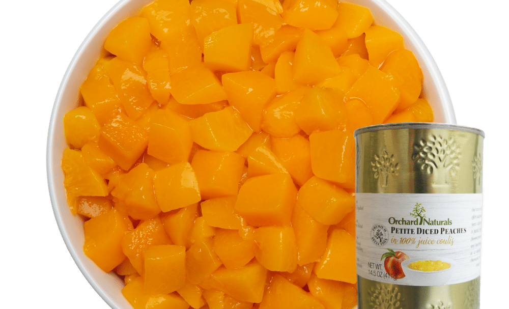 Petite Diced Peaches in 100% Juice Coulis with product shot