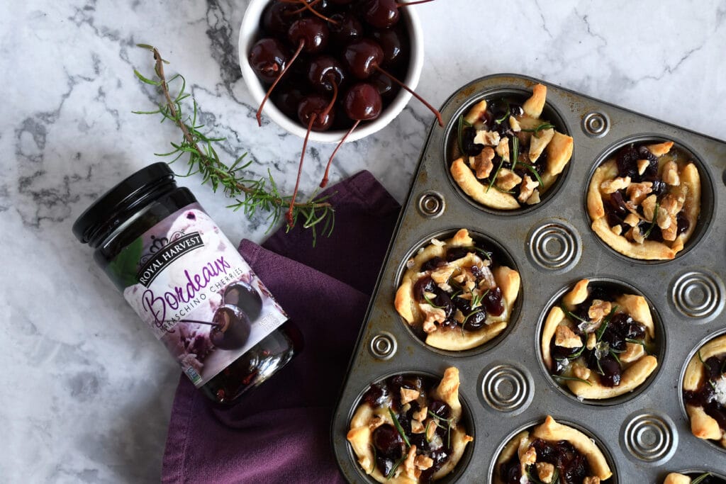 Honey Rosemary Bordeaux Cherry Brie Bites using bordeaux cherries