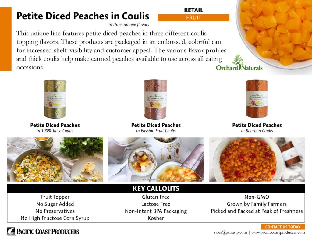 Petite Diced Peaches in Coulis Retail Sale Sheet