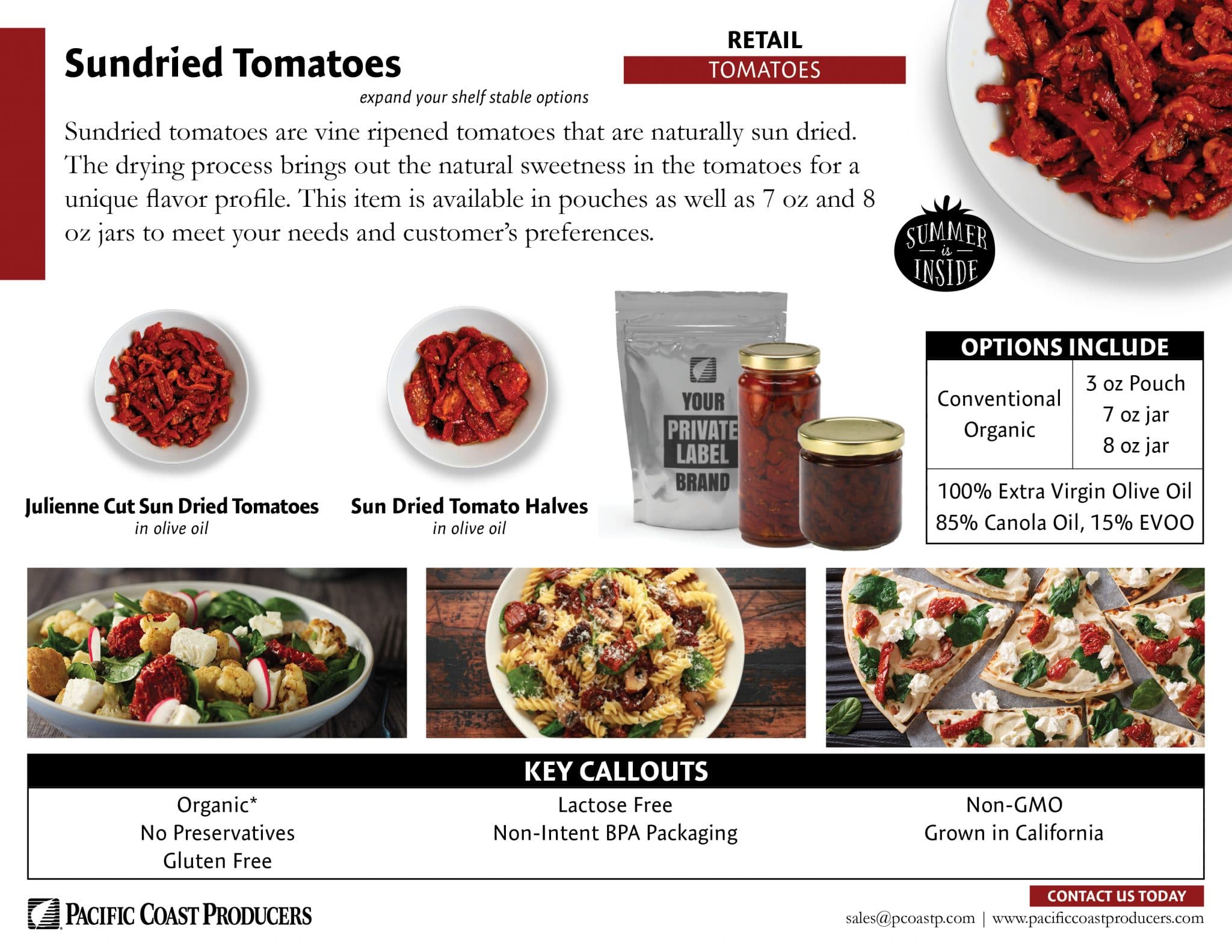 Retail - Nutrition Facts - Sundried Tomatoes.
