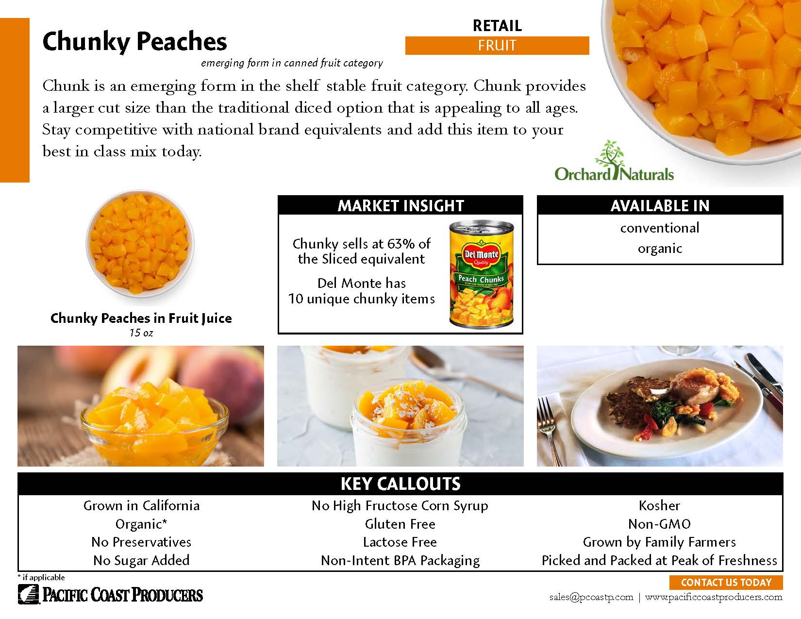 retail sale sheet chunky peaches in fruit juice