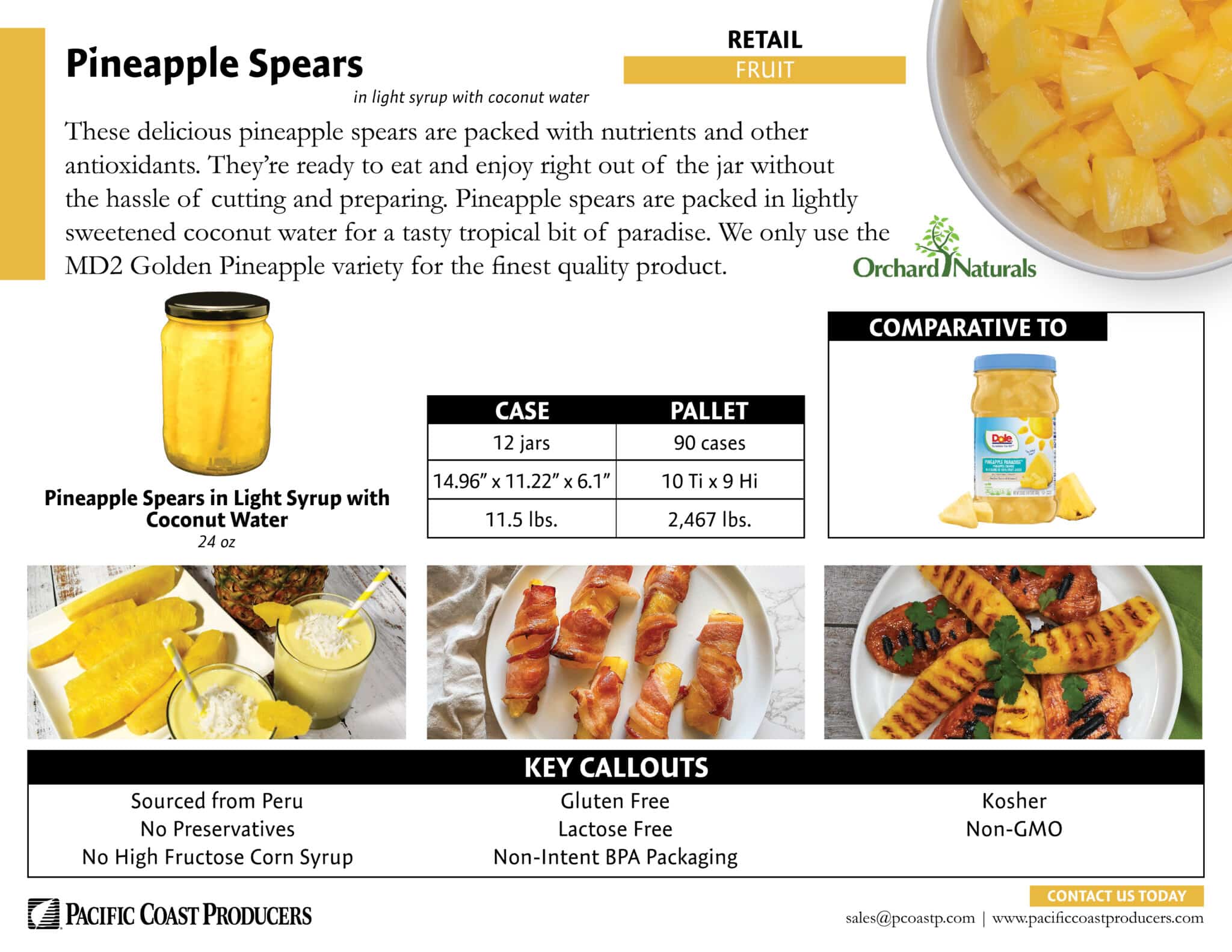 Pineapple spears nutrition facts.