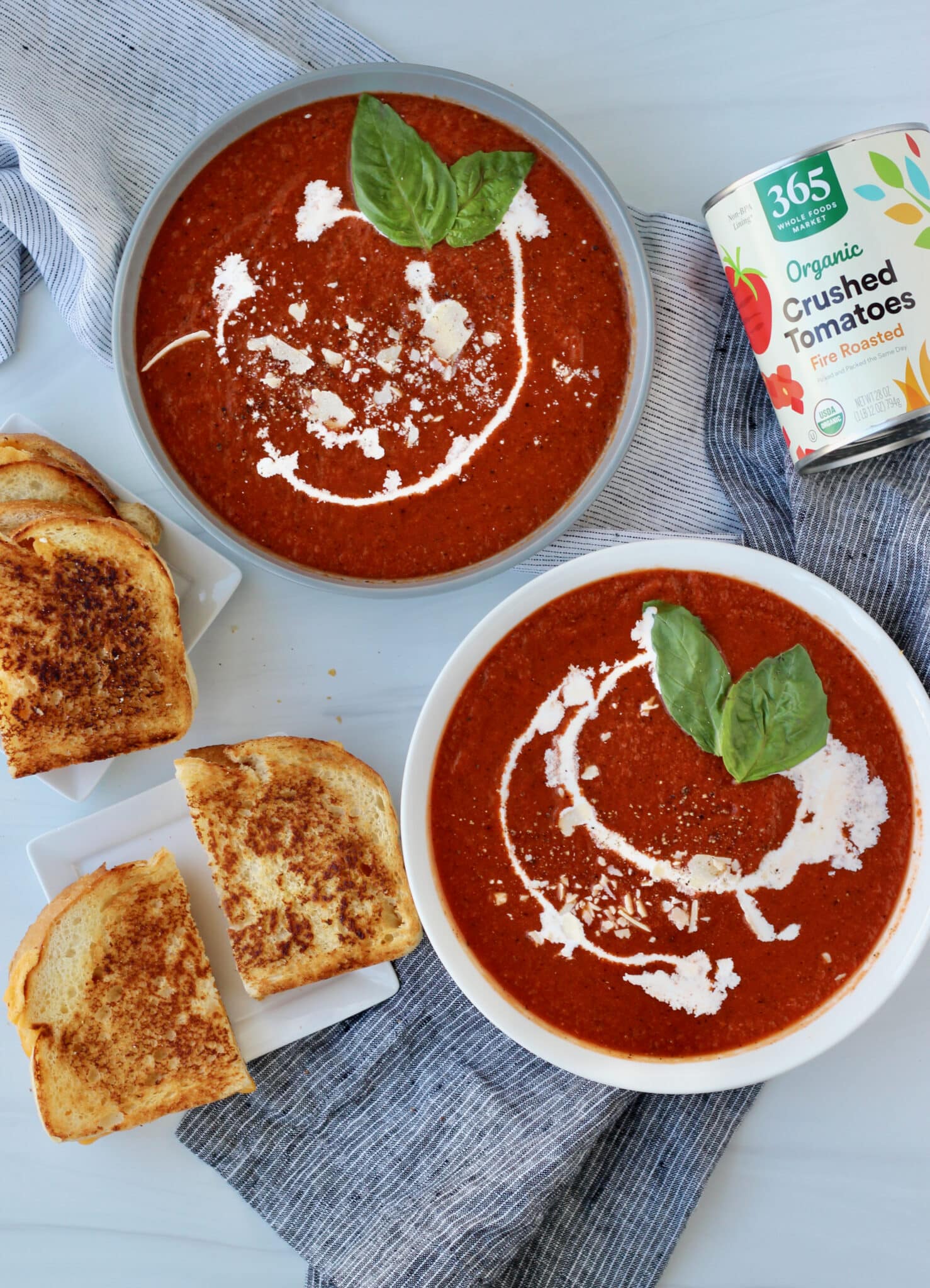 recipe photo fire roasted tomato soup with grilled cheese using organic crushed tomatoes
